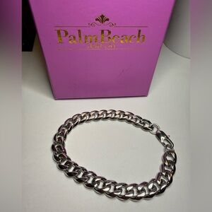 Palm Beach Jewelry Silver Tone Curb Chain Bracelet 9”